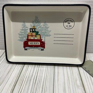 Hallmark Ceramic Christmas "PostCard" Trinket Tray